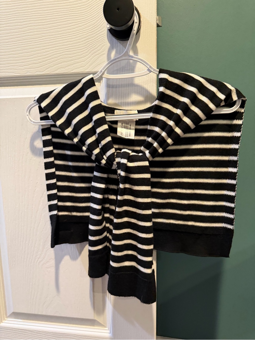 Shoulder wrap black  & White Striped Women's thin Sweater-like